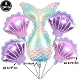 5pcs Mermaid Party Decor Ballons Mermaid Tail Foil Balloons Kids Birthday Party Decor Supplies Baby Shower Decor Helium Globos