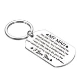 Birthday Valentine Day Keychain Gifts for Boyfriend Husband My Man I love you Couples Keyring for Man Wedding Gifts