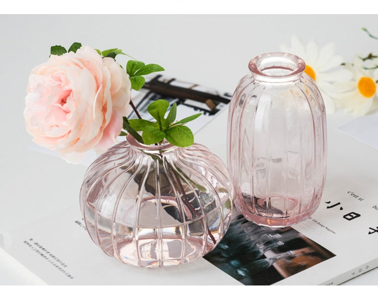 Xpoko Mini Simple Stained Glass Vase Home Decoration Ornament Aromatherapy Bottle Hydroponic Flower Arrangement Glass Vase