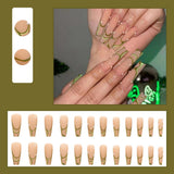 Xpoko Detachable Butterfly Rhinestone Ballerina False Nails Wearable Long Coffin Fake Nails Full Cover Nail Tips With Glue 24Pcs/Box