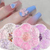 1BOX Nail Mix Love Bow Bear Crystal Stones Color Changing Heart Mixed Shining 3D Jelly Peach Gems Decals Nail Art Decorations