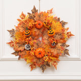 Xpoko Fall Wreaths For Front Door 40Cm Autumn Wreath With Berry Pumpkin, Maple Leaves, Thanksgiving Harvesharvest Festival Decorations