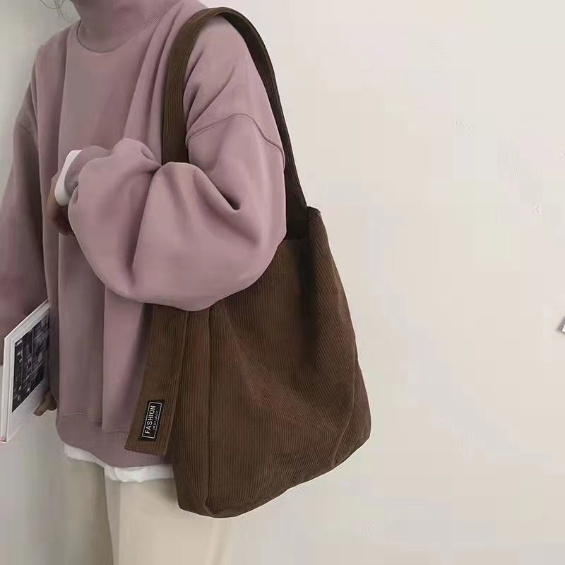 Xpoko Back to school Women Corduroy Bags New Canvas Retro Shoulder Bag Large Capacity Student Class Versatile Messenger Bag Handbags For Women