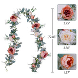 Xpoko Fake Peony Rose Vines Artificial Flowers Garland Vintage Eucalyptus Hanging Plant For Wedding Arch Door Party Decor