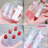 Xpoko Matte Lipstick Velvet Retro Summer Lip Gloss Flowers Transparent Small Ice Cubes Lasting Non-Stick Cup Lips Tinted Solid Pigment