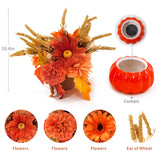 Xpoko Red Maple Leaf Pumpkin Potted Plants Autumn Decoration Home Party Decoration For Office Table Potted Ornaments Garden Decor