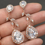 Xpoko Trendy Design Leaf Shaped Earrings For Women Charm Gold Silver Color Waterdrop Dangle Earrings Elegant Vintage Party Jewelry