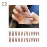 Xpoko 24Pcs Coffin False Nails Heart Pattern Full Cover French Ballerina Fake Nails Press On Nails Nail Supplies For Professionals