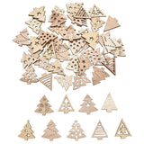 Xpokp 50Pcs Christmas Natural Wooden Chip Santa Claus Snowflake Christmas Tree Hanging Ornaments Pendant Navidad Decoration DIY Craft