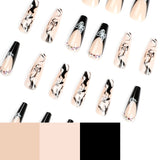 JP1583 French Nails Set Press on XL Length Ballerina Fingernails