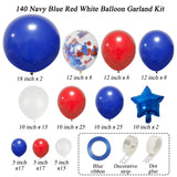 145pcs Red White Blue Pentagram Aluminum Mold Balloon Garland Arch Kit Airworthy Baseball Party Birthday Baby Shower Decorations