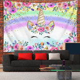 Cat Unicorn Tapestry Cute Style Bedroom Decor Wall Hanging Gift KawaiiArabesque Wall Art Fantasy Magical Fractal