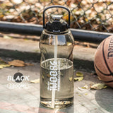 back to school 1/2/3 Liter Big Motivational Water Bottle Gourd with Straw Clear Portable Drinking Bottles Tritan BPA Free Sport water jug cup