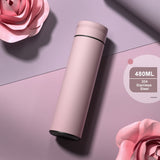 Xpoko Chic Thermos Cup For Girl Stainless Steel Vacuum Cup Morandi Color Leak-Proof Temperature Insulation Smart Display Water Bottle
