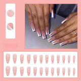 Xpoko Detachable Butterfly Rhinestone Ballerina False Nails Wearable Long Coffin Fake Nails Full Cover Nail Tips With Glue 24Pcs/Box