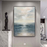 Xpoko Handmade Canvas Oil Painting Decoration Sea Dawn Modern Art Mural Living Room Bedroom Office Hotel Hanging Poster Salon nordico