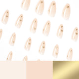 JP1563 Nude Nails Set Press on 25mm Max with Goldfoil Sweetie