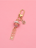 Back to School New Maneki Neko Cute Sakura Ceramics Fortune Lucky Cat Keychain Key Chain Car Bag Pendent Mobile Accessories Couple Gift