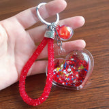 Back to School Floating Liquid Sequins Heart Love Shape Keychain Glitter Quicksand Keyring Car Bag Trinket Pendant For Women Gift Key Fob