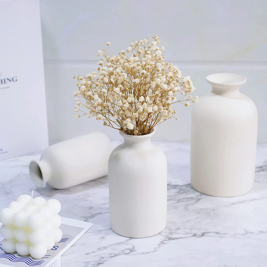 Xpoko Ceramic Vase, Dry Flower Vases, Classic White Ceramic Vases, Modern Farmhouses, Living Room Decoration,Ideal Shelf,Gifts