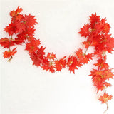 Xpoko 2.4M Red Maple Leaf Vine Garland Decoration Autumn Thanksgiving Autumn Decoration Outdoor Hanging Vine Artificial Maple Leaf