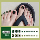 Xpoko Back to school Beautiful Foot Metal Inlaid Diamond Wearing Fake Nails, Toe Nail Patches, Detachable Box of 24 Pieces, Complimentary Tool Kit