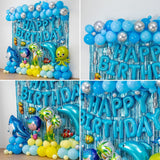 Xpoko Ocean Animals Blue Balloons Garland Arch Kit With Shark Bubble Fish For Undersea Theme Kids Birthday Baby Shower Party Supplies