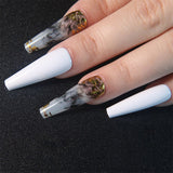 SM14220273 White Nails Press on XL Length Ballerina False Fingernails