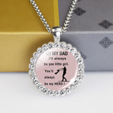 fathers day gifts from daughter Rhinestone Necklace Father's Day Gift To My Dad Love Quote Glass Cabochon Pendant Father Daughter Jewelry