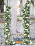 Xpoko 6Cm Head 200Cm Artificial Rose Flower Eucalyptus Garland Fake Flower Silk Camellias Hanging Vine For Wedding Party Home Decor