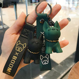 Xpoko Back to School Men's Car Punk French Bulldog Keychain PU Leather Dog Keychains Fashion For Women Bag Pendant Jewelry Trinket Key Ring Key Chain