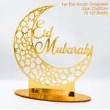 1Pc Eid Mubarak Light Candlestick Tray Decortion Ramadan Muslim Festival Palace Lamp Ornaments For Islam Party Desktop Gifts