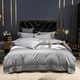 Xpoko Silvery Grey Embroidery Bedding Set Luxury Solid Egyptian Cotton Soft Quilt/Duvet Cover Flat Or Fitted Bed Sheet Pillowcases