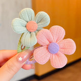 Back to school guide【2-Piece Set】Children's Cute Fabric Flower Pair Clip Hair Accessories Girl Hairpin Temperament Clip Baby Headdress Wholesale