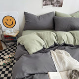 Xpoko back to school Grey And Matcha Duvet Cover Set 210x210 Quilt Cover With Pillowcase Home Bedroom Simple Style Bedding Setsingle Double