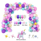 136pcs Unicorn Balloon Arch 1st Birthday Party Decorations Kids Globo Baby Shower Girl inflatable Latex Balloons Garland Kit