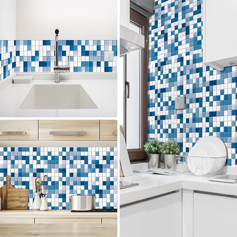 Color Mosaic Waterproof Wall Tiles Stickers for Bathroom Kitchen Backsplash Decoration Removable Self-adhesive Tile Decals