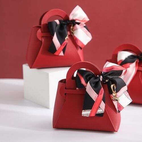 Xpoko 10-30Pcs Large Wedding Candy Box Leather Handbag Candy Bags Wedding Favor Packaging Gift Bags For Guests Baby Birthday Party