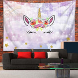 Cat Unicorn Tapestry Cute Style Bedroom Decor Wall Hanging Gift KawaiiArabesque Wall Art Fantasy Magical Fractal