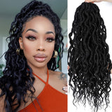 Goddess Faux Locs With Curly End Synthetic Crochet Braids Hair Extensions For Women Ombre Blonde Messy Curly Dreadlocks