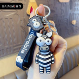 Back to School Cartoon Animal Key Chain PVC Zebra Giraffe Funny Toy Keychain Car Key Ring Holder Party Birthday Gifts For Children Bag Charms