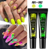 2Pcs Stamping Gel Paint Black White Neon Green Stamping Polish Summer Nail Art Design Printing Varnish For Nail Templates GL1916