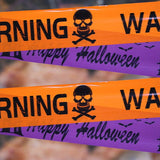NEW Halloween Prop Window Prop Warning Line Plastic Skull Head Warning Tape Signs Halloween Decoration Happy Halloween Stop Ghos