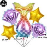 5pcs Mermaid Party Decor Ballons Mermaid Tail Foil Balloons Kids Birthday Party Decor Supplies Baby Shower Decor Helium Globos