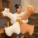 Xpoko back to school Lovely Alpaca Plush Toy Japanese Soft Stuffed Cute Sheep Llama Pregnancy Sleep Pillow Pregnant Kawaii Room Bed Decor Child Gift