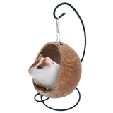 Xpoko New Coconut Hamster Hideout Hammock With Cushion Suspension Coconut Husk Hamster Bed House With Warm Pad For Small Animal