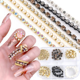 6Grids Pearl Claw Chain 3D Decoration Metal Gold Nail Chian Art Aurora Diamond Nail Rhinestone Alloy Charms Manicure GL1920-B