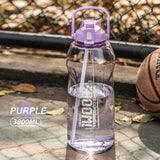 back to school 1/2/3 Liter Big Motivational Water Bottle Gourd with Straw Clear Portable Drinking Bottles Tritan BPA Free Sport water jug cup