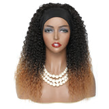 Darker Brown Colored Synthetic Machine Hair Wigs For Black Women Kinky Curly 18inch Medium Length Side Part Soft Wig