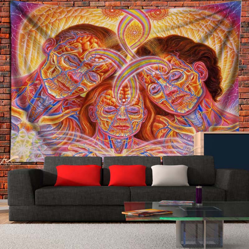 Psychedelic  ActivismTapestry Progress Of The Soul Satanism Room Tapestries Polyester Wall  Wall Hanging  Art Home Decoration